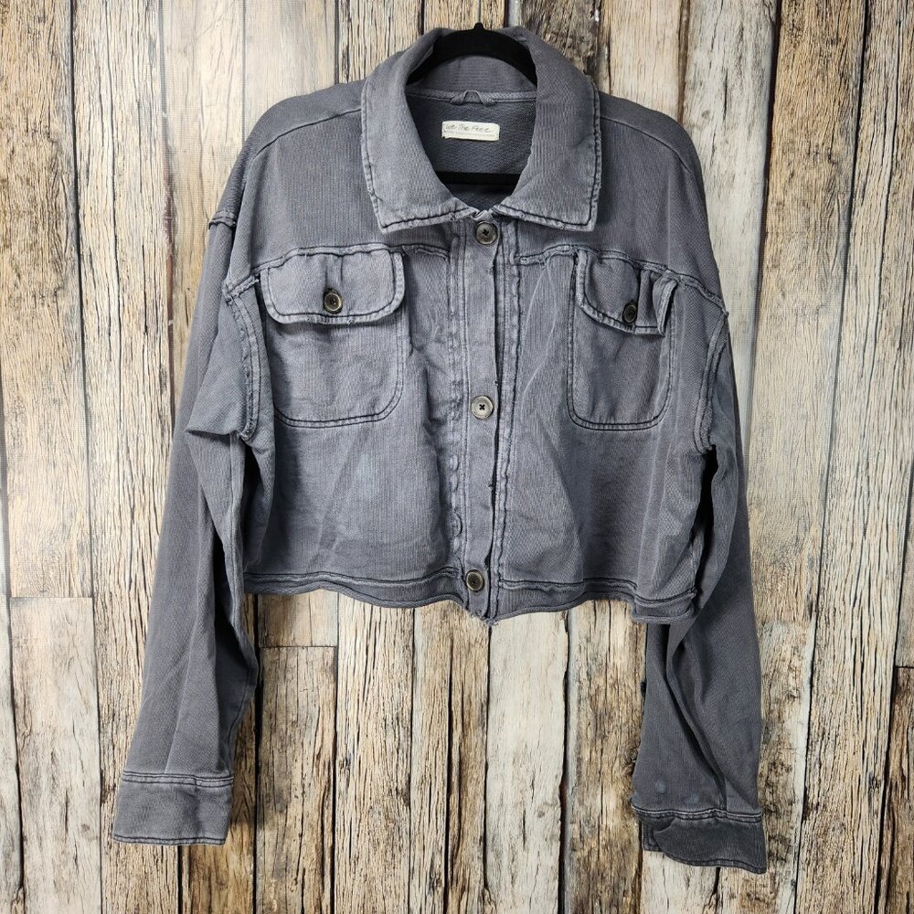 Free People SATURDAY Cropped Shirt Jacket - M - Picture 4 of 12